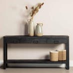 Mangohout Sidetable Britt 150 Zwart, Verzenden, Nieuw, Overige houtsoorten, Industriële meubels