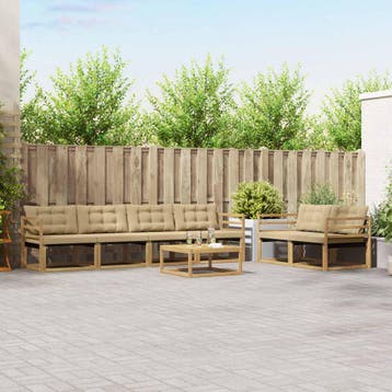 vidaXL Buiten bankenset 7 st Wit en Beige, Verzenden, Nieuw