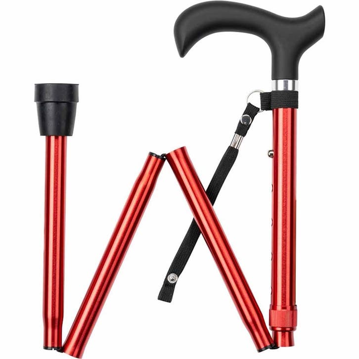 Wandelstok opvouwbaar - Rood (Wandelstokken, Mobiliteit), Diversen, Braces, Nieuw, Ophalen of Verzenden