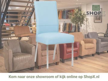 Leren eetkamerstoel Real - Toledo Sky Blue (lichtblauw) -, Blauw, Nieuw, Ophalen of Verzenden, Eén