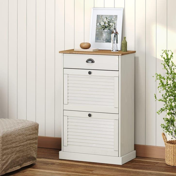 vidaXL Schoenenkast VIGO 60x35x96 cm massief grenenhout wit, Huis en Inrichting, Kasten | Schoenenrekken, Nieuw, Verzenden