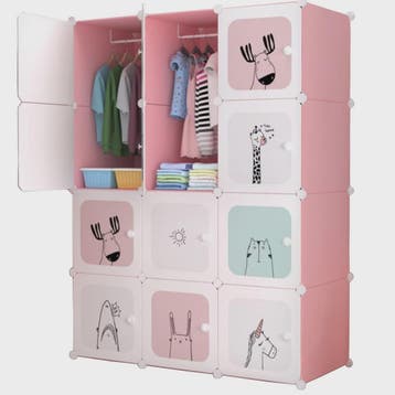 Modulair Kinderkastje met 12 Roze/Blauwe Kubussen en Dierenp, Verzenden, Nieuw