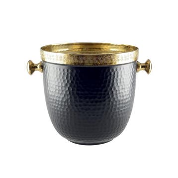 Zwart metalen champagne emmer met gouden rand, Verzenden, Nieuw