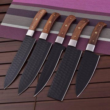 Keukenmes - hout, D2-staal met poedercode - Japan - Speciale