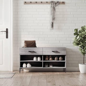 vidaXL Schoenenbank 102x35x55 cm bewerkt hout grijs sonoma, Verzenden, Nieuw