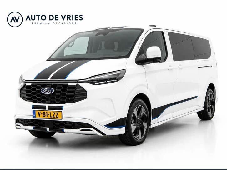 Zakelijke lease - Ford Transit Custom 320 2.5 PHEV L2H1 DC, Auto's, Bestelauto's, Automaat, Financial lease, Wit, Ford, 360° camera