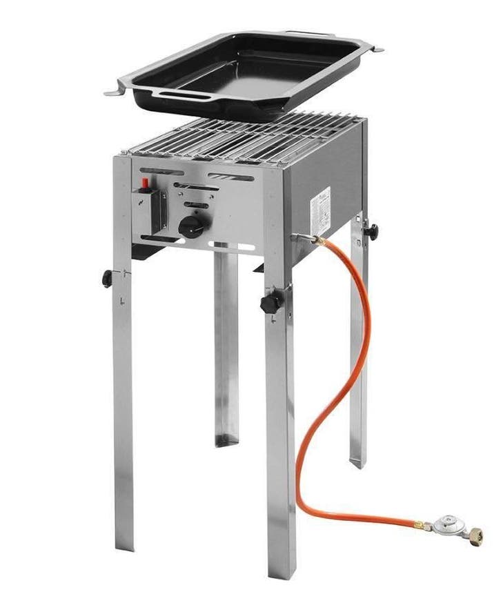 Hendi RVS Gas Barbecue |  Incl. Pan + Rooster, Zakelijke goederen, Horeca | Keukenapparatuur, Verzenden