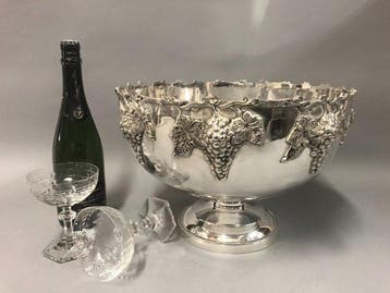 Champagne koeler - Verzilverd - met een prachtig decor van, Nieuw