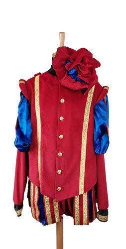 Deluxe Fluwelen Pietenkostuum – Rood met Blauw — M, Ophalen of Verzenden, Nieuw