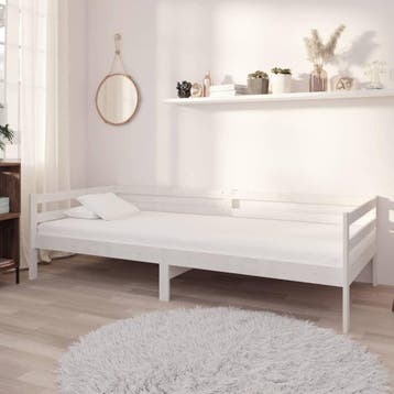 vidaXL Slaapbank massief grenenhout wit 90x200 cm, Huis en Inrichting, Slaapkamer | Bedden, 90 cm, Eenpersoons, Verzenden, Wit