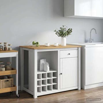 vidaXL Keuken Eiland Set PANAMA Wit en Honing Was 112 x 77 x, Verzenden, Nieuw, Wit