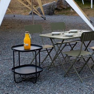 Tuintafel Sandefjord bijzettafel metaal 57,5x46x46cm zwart [, Tuin en Terras, Tuintafels, Verzenden, Nieuw