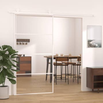 vidaXL Schuifdeur 102,5x205 cm ESG-glas en aluminium wit, Verzenden, Nieuw