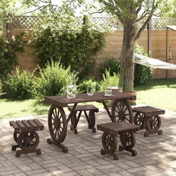 vidaXL 5-delige Tuinset massief vurenhout, Verzenden, Nieuw, Hout, Tuinset