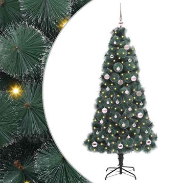 vidaXL Kunstmatige Voorverlichte Kerstboom met Ballenset, Verzenden, Nieuw
