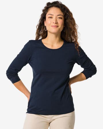 HEMA Dames basic t-shirt donkerblauw 3=50% / 2=30%, Verzenden, Nieuw