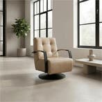 Leren draaifauteuil Mind - Kenia Taupe (taupe/bruin) -, Huis en Inrichting, Fauteuils, Nieuw, Ophalen of Verzenden, 50 tot 75 cm
