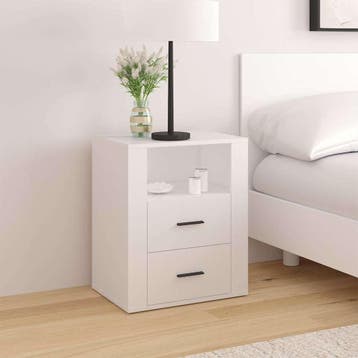 vidaXL Nachtkastje 50x36x60 cm bewerkt hout wit, Minder dan 45 cm, Verzenden, Nieuw, 55 tot 70 cm
