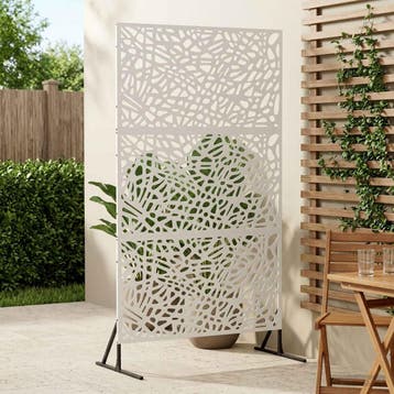vidaXL Privacyscherm 100 x 50 x 180 cm Staal Wit, Tuin en Terras, Verzenden, Nieuw, IJzer