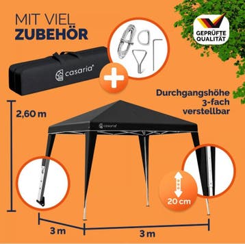 Paviljoen Capri Zwart 3x3m UV-bescherming 50+ (3x3 meter), Verzenden, Nieuw