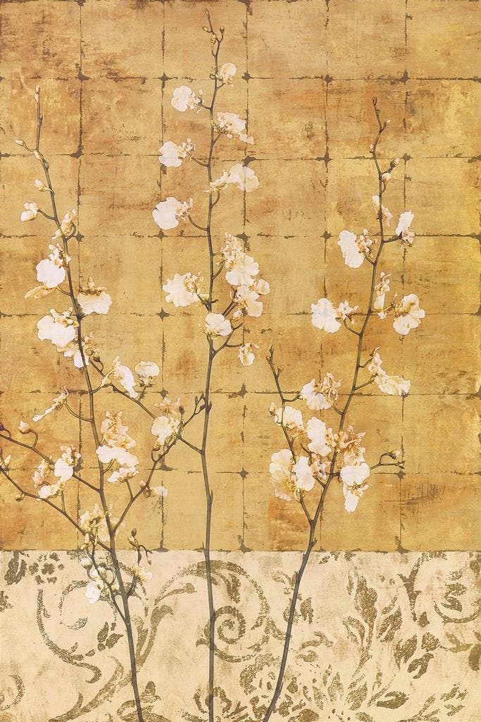 Kunstdruk Chris Donovan - Blossoms in Gold II 62x93cm, Huis en Inrichting, Woonaccessoires | Schilderijen, Tekeningen en Foto's
