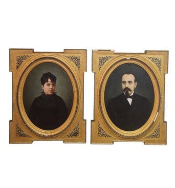 Spanish School (XIX) - Pair Of 19th Century Bourgeois, Antiek en Kunst