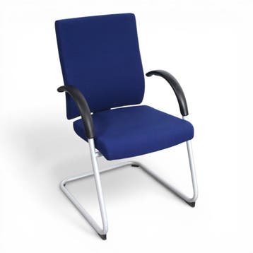 Dauphin vergaderstoel, slede, blauw-alu, Huis en Inrichting, Stoelen, Ophalen of Verzenden, Gebruikt, Blauw