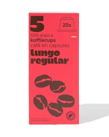 HEMA Koffiecups lungo regular - 20 stuks 3 voor 8.99, Verzenden, Nieuw