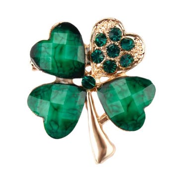 Fako Bijoux - Broche - Klavertje Vier - Groen - Kristal -, Verzenden, Nieuw