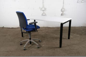 Lensvelt Bureau 160x80 cm – Wit Blad, Zwart N-Poot Frame, Overige typen, Gebruikt, Verzenden, Overige merken