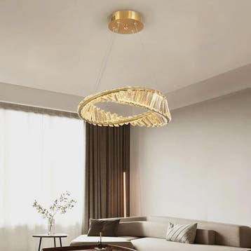 Gouden Kristallen Plafondlamp - Moderne LED Hanglamp voor Wo, Verzenden, Nieuw