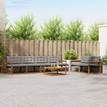 vidaXL Buiten bankenset met kussen 7 pcs Natuurlijk en, Verzenden, Nieuw