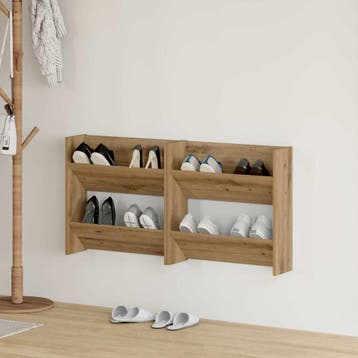 vidaXL Schoenenkast 2 st 60 x 18 x 60 cm Bewerkt hout, Verzenden, Nieuw