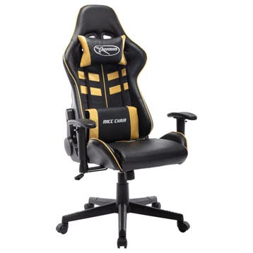 vidaXL Gamestoel kunstleer zwart en goudkleurig, Huis en Inrichting, Bureaustoelen, Verzenden, Nieuw