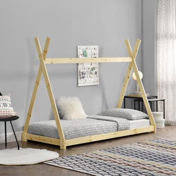 Kinderbed Onejda Tipi grenen met bedbodem 90x200 cm hout, Verzenden, Nieuw