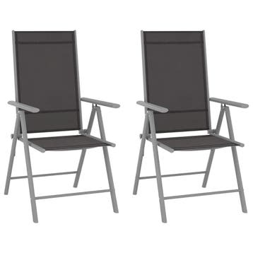 vidaXL Opklapbare stoelen, 2 stuks, Textilene, zwart, Verzenden, Nieuw, Aluminium