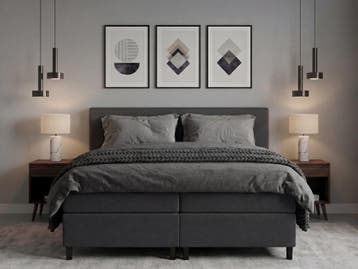Opberg Boxspring Eefje - Antraciet - 160 x 220 cm, Overige kleuren, Verzenden, Nieuw, 160 cm