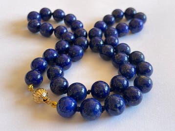 18 karaat (750) goud - lapislazuli (7A) - Halsketting