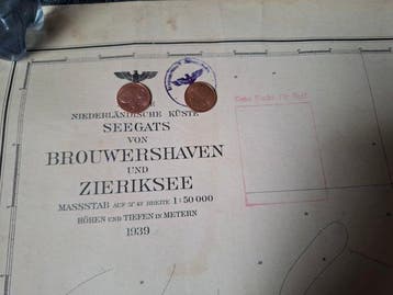 Maritieme objecten - Papier- Zeekaart Duitse marine, Nieuw