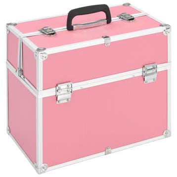 vidaXL Make-up koffer 38x23x34 cm aluminium roze, Verzenden, Nieuw, Roze