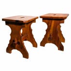 Kruk (2) - Hout - Paar rustieke krukken, Antiek en Kunst, Curiosa en Brocante