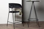 Counter Barkruk - 60 cm - Senna - Zwart - Fluweel - Jörn, Verzenden, Nieuw