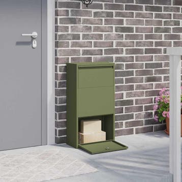 vidaXL Pakket inwerp box met opslag Olijf Groen 44 x 22 x 82, Tuin en Terras, Verzenden, Nieuw