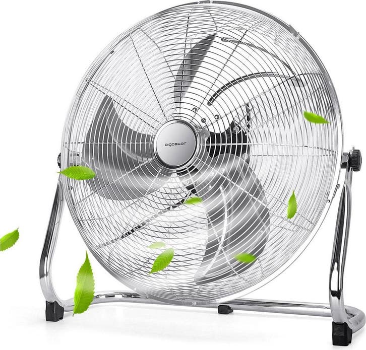 Vloerventilator - 51 cm - Industriele ventilator - Zilver -, Witgoed en Apparatuur, Ventilatoren, Zo goed als nieuw, Verzenden