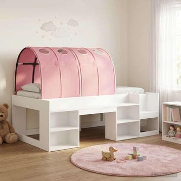 vidaXL Bedframe met tunnel met plank 3 st Wit en Roze, Verzenden, Nieuw, Wit, Hout