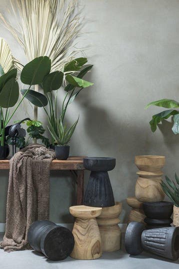 WOOOD Borre Kruk - Hout - Zwart — nieuw, Ophalen of Verzenden, Nieuw