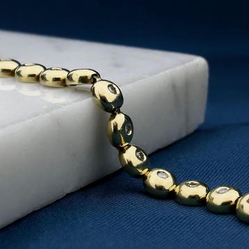 Gouden tennisarmband met diamant; 0,53 ct. (Schakelarmband), Gebruikt, Ophalen of Verzenden, Met edelsteen, Goud