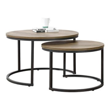 Salontafel Christchurch rond set van 2 houtkleurig donker en, Huis en Inrichting, Tafels | Salontafels, Verzenden, Nieuw