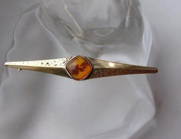 Zilver, Amber - Broche - Art Deco