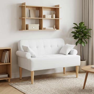 vidaXL Loungebank met knopencomfort Wit 120 x 65 x 79 cm, Verzenden, Nieuw, Stof, Minder dan 150 cm